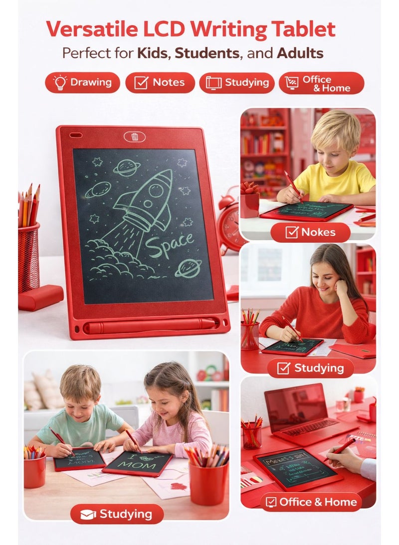 Fikriyah | Red 8.5 Inch LCD Writing Tablet | Reusable Digital Drawing Pad with Stylus and Erase Button, Portable Writing Board for Kids & Adults